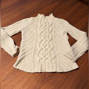 Vintage GAP Y2K Cream thick Cotton Cable Knit Women's Sweater Sz M